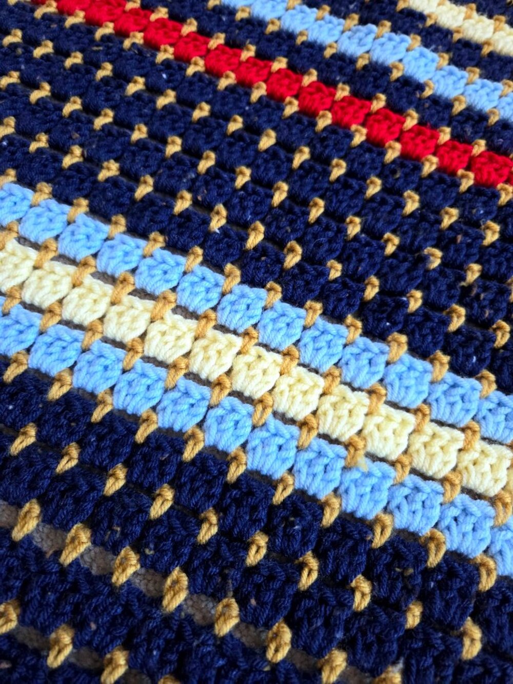 Handmade Blanket Throw Afghan Multicolored Bohemian Boho Cozy Straps - Picture 3 of 6